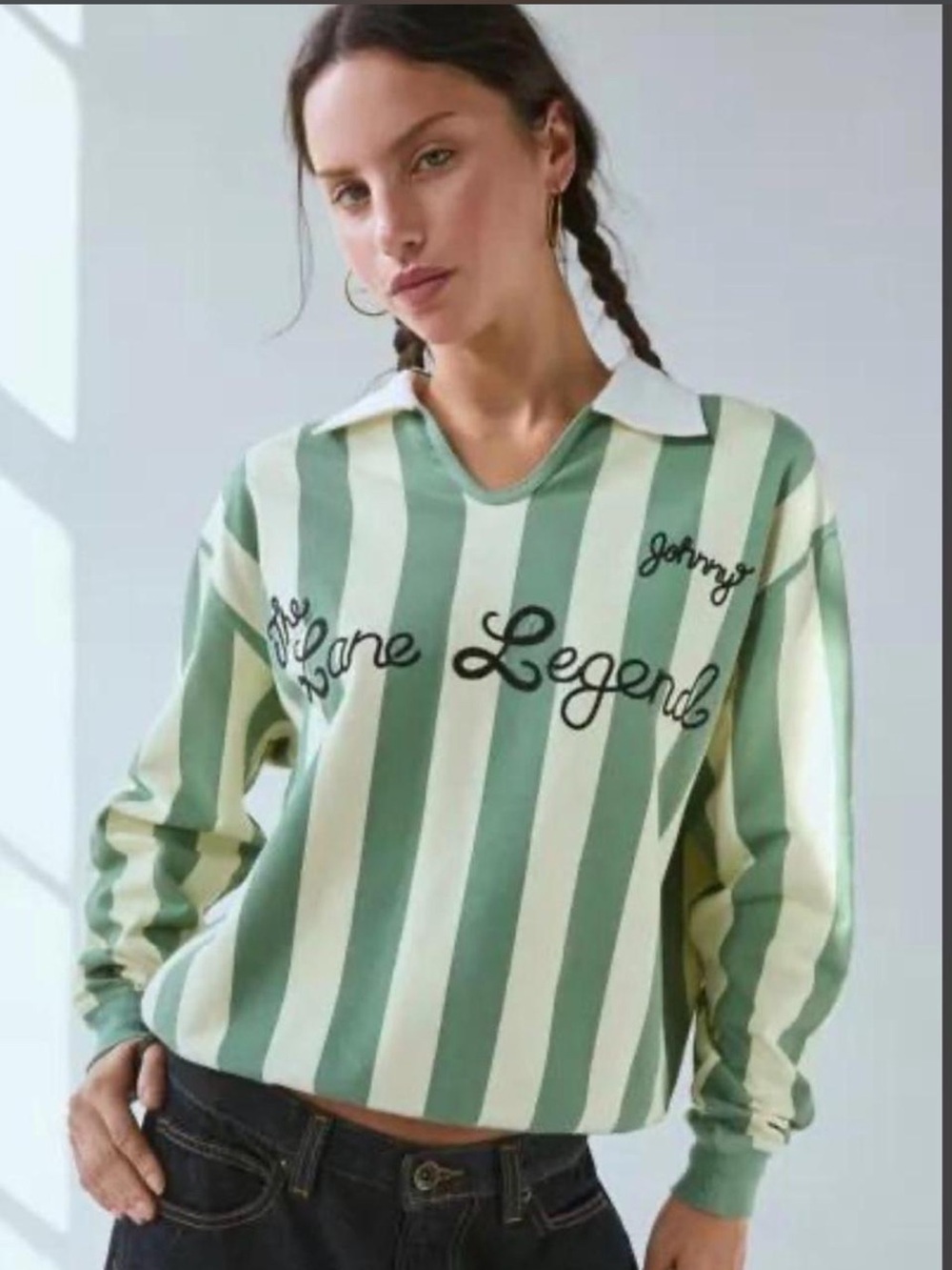 BDG Lane Legend Embroidered Graphic Collared Pullover